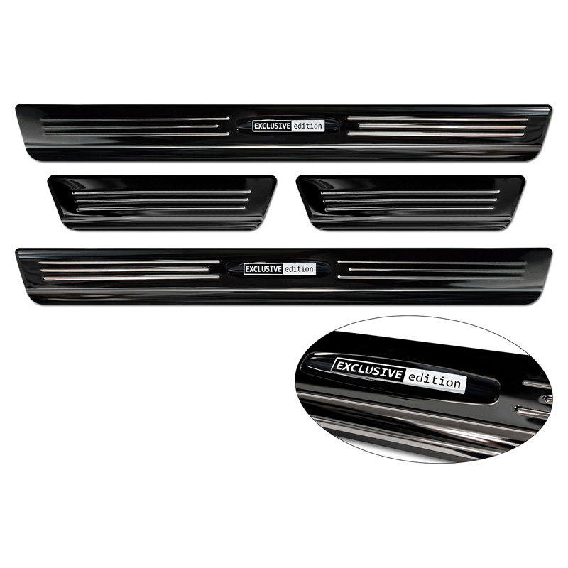 Mirror Black Inox door sill protectors  Seat Arona 2017-2021 & FL 2021- - 'Exclusive' - 4-pieces