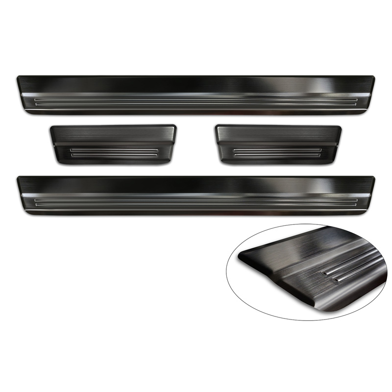 Avisa Black Inox door sill protectors  Suzuki Swift VI 2024- - 'Lines' - 4-pieces