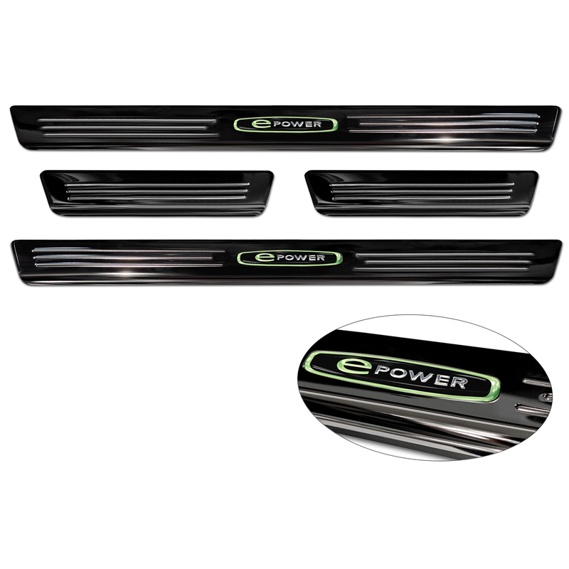 Black Inox door sill protectors  Volkswagen ID.5 2021- 'E-Power' - 4-pieces