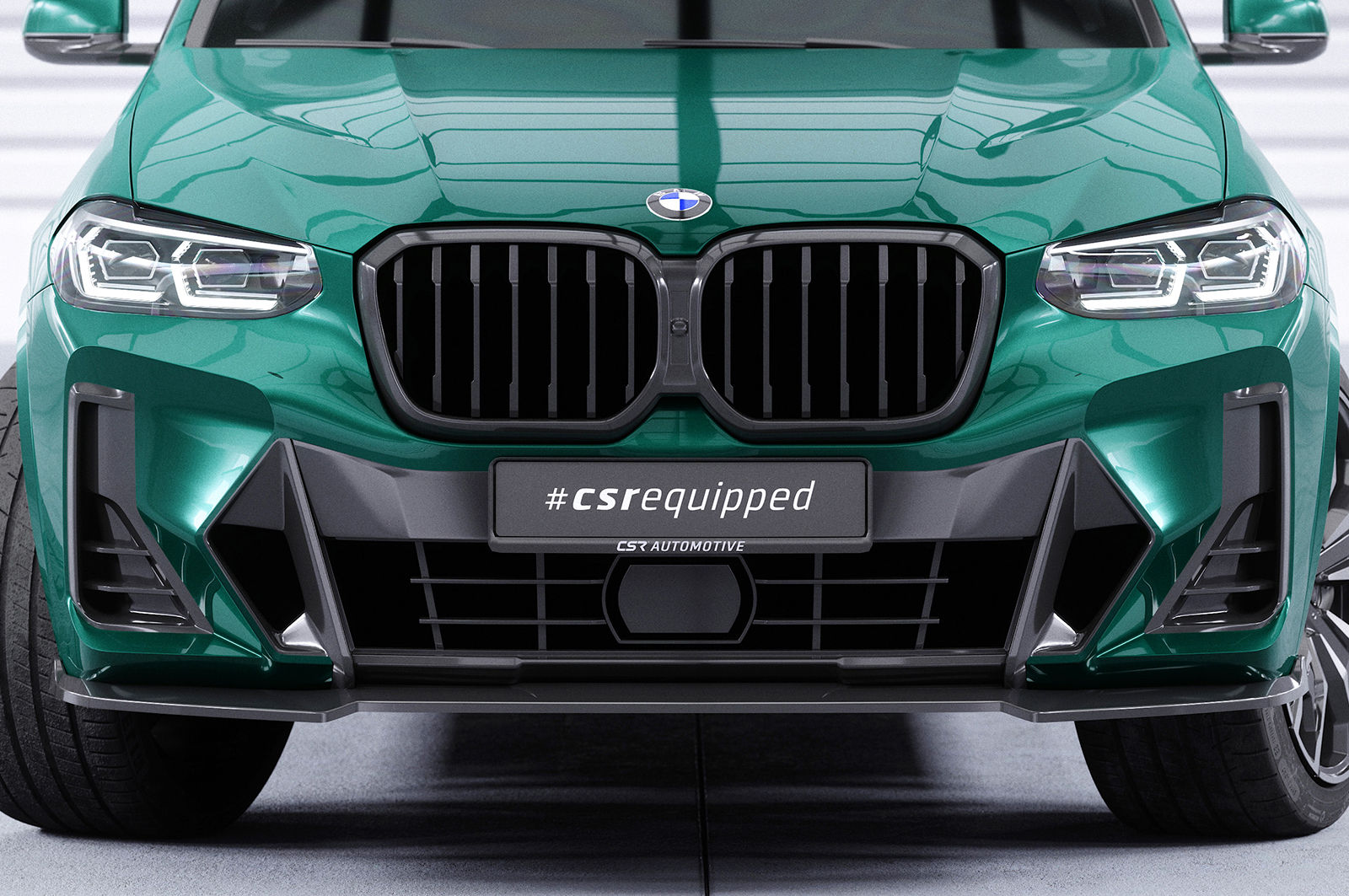 Voorspoiler passend voor BMW X3 G01 M pakket FL CSR Glans Zwart