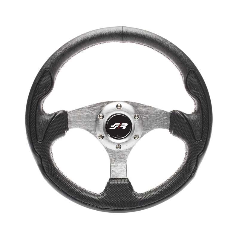 Simoni Racing Universal Steering Wheel Interlagos - Black Ecoleather/Aluminium - Diameter 320mm
