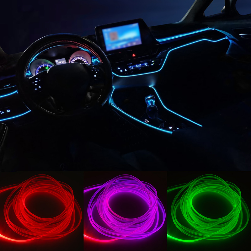 2-Piece Multi-Color LED Interior Ambience Lighting with App Control & 5-meter Optical Fiber