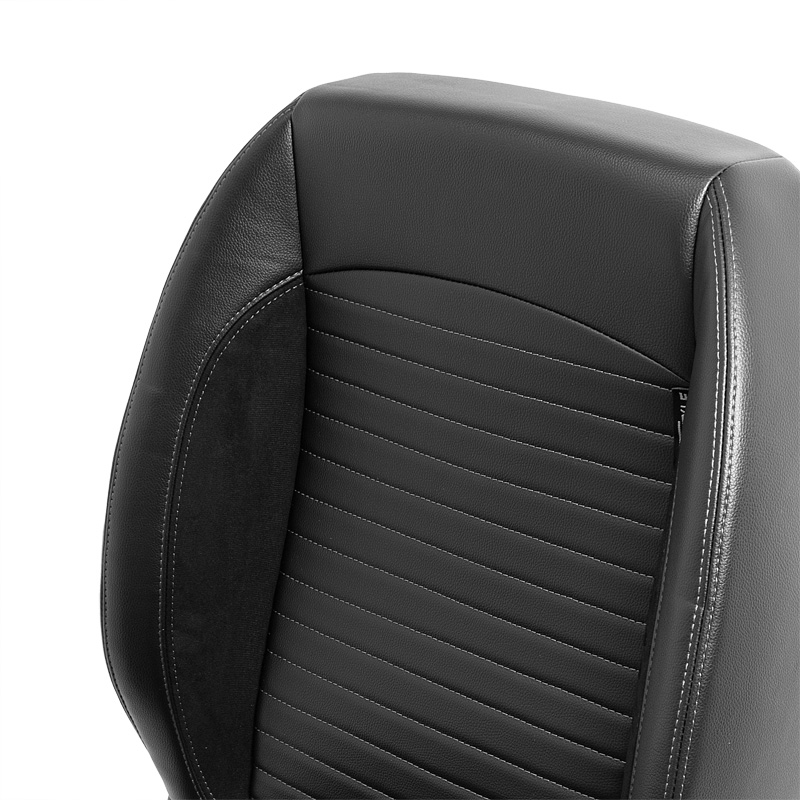Sport seat 'Classic II ' - Black Synthetic Leather + Suede + Grey stitching - Left-side reclinable back-rest - incl. slides