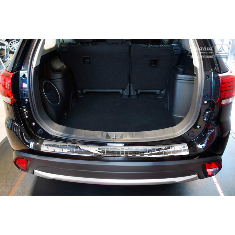 Chrome Stainless Steel Rear bumper protector  Mitsubishi Outlander III 2015- 'Ribs'