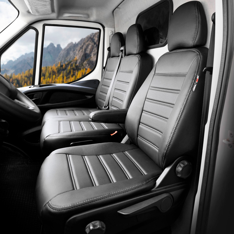 otoM New York Design Artificial leather seat covers 2+1  Volkswagen Transporter T7 2024- (armrest on driver's seat)