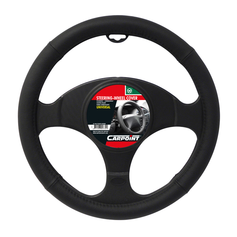 Carpoint Steering Wheel Cover Universal Leather - Black