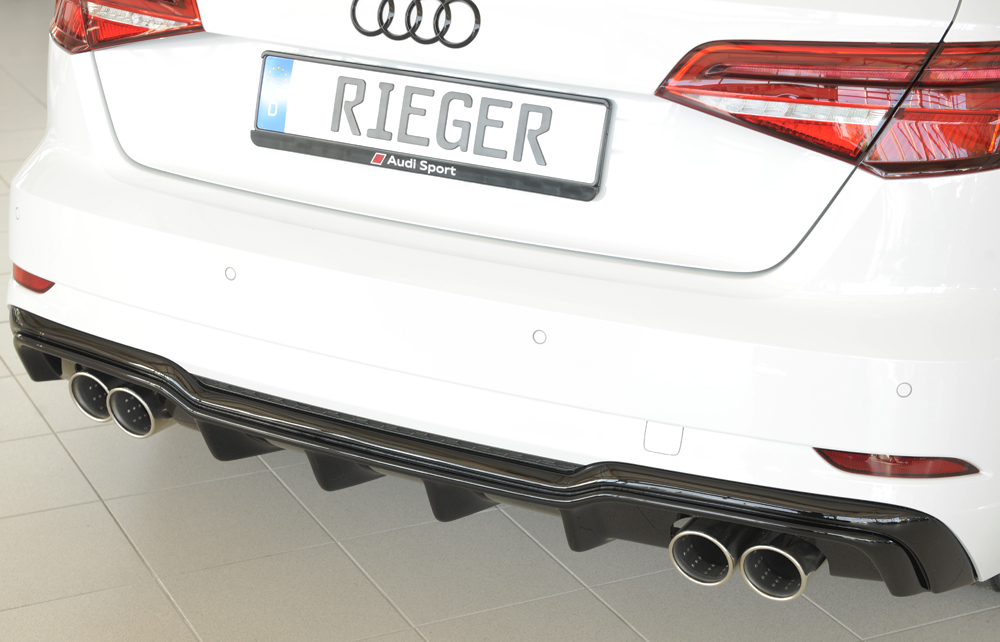 Diffuser passend voor Audi A3 8V S-Line Hatchback & Sportback 16-20 Rieger Glans Zwart
