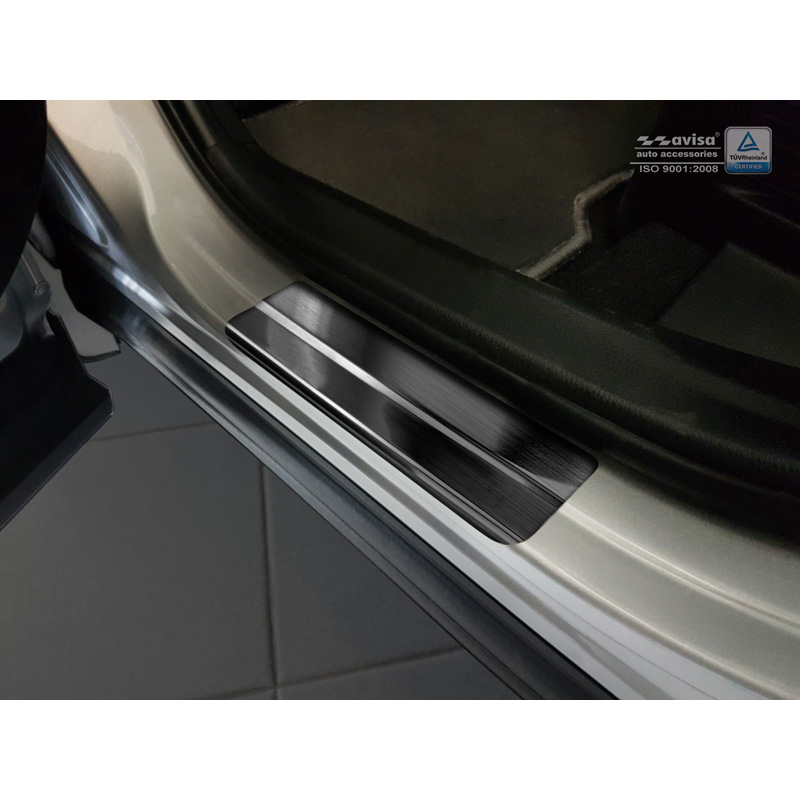 Black Inox door sill protectors  Toyota C-HR 2016-2019 & FL 2019-2023 & RAV4 IV FL 2016-2018 & Lexus NX 2014-2021 - 'Hybrid' - 4-pieces
