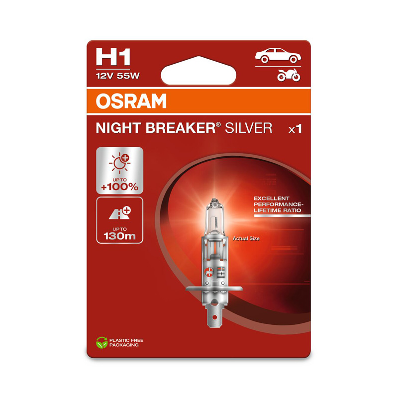 Osram Night Breaker Silver Halogen bulb - H1 - 12V/55W - single piece