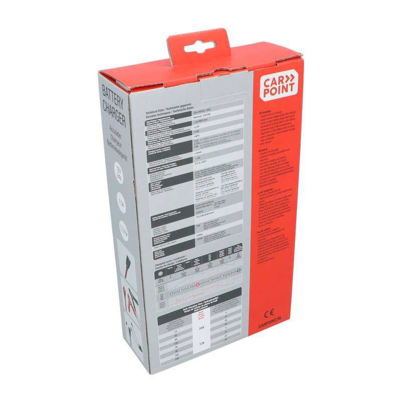 Carpoint BX-2D 12V/24V Battery Charger 7.5 Ampère Lithium