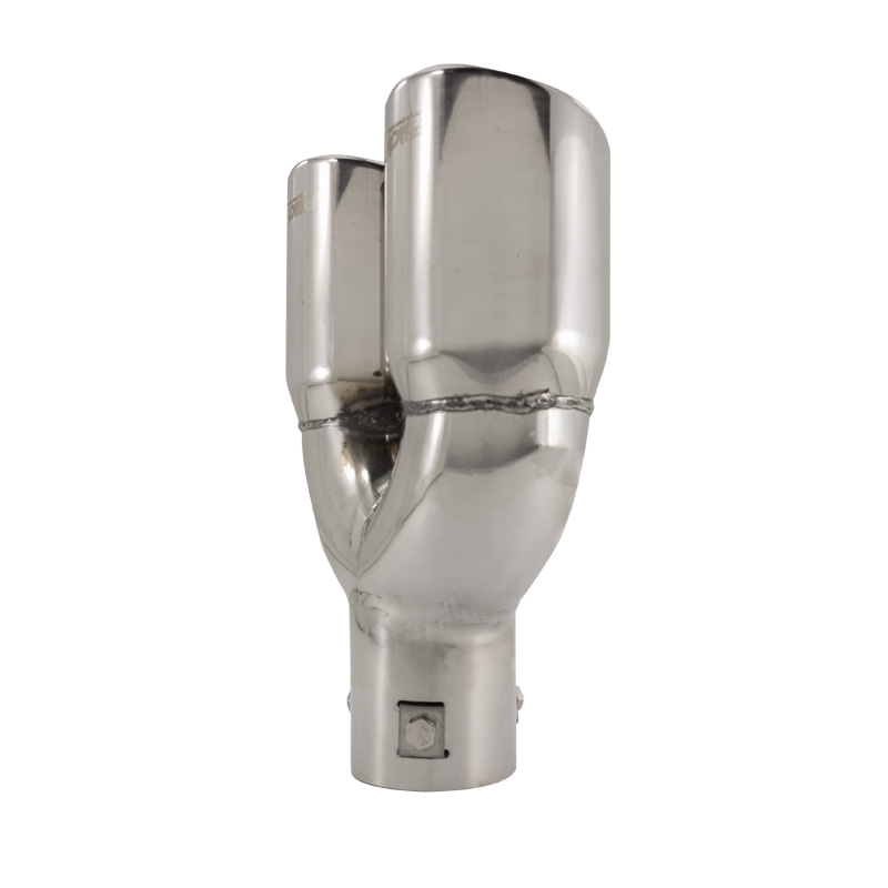 Simoni Racing Exhaust Tip Double Round/Slanting Inox - Ø76xL230mm - Installation ->58mm