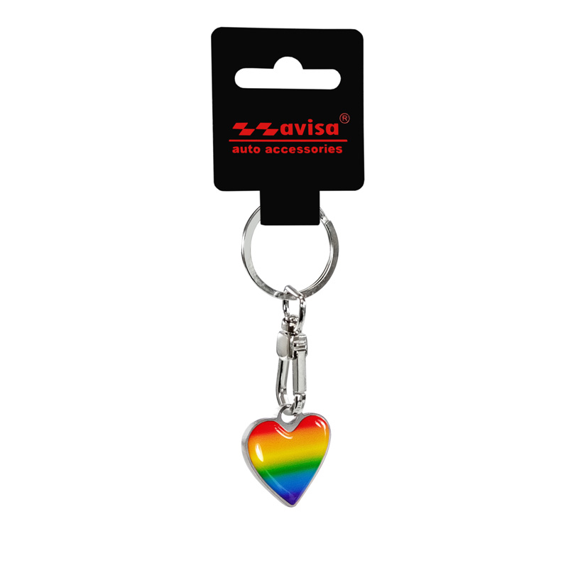 Stainless steel key chain - 'Heart' rainbow