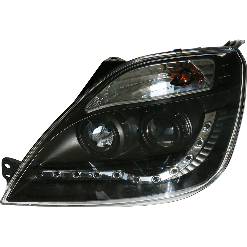 Set Headlights in DRL-Look  Ford Fiesta VI 2002-2008 - Black - incl. Levelling Motor