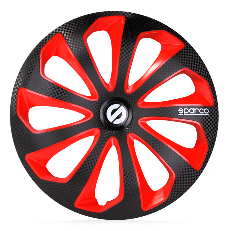 Sparco Wheel Covers Sicilia - 13-inch - Black/Red/Carbon - Set of 4 pieces