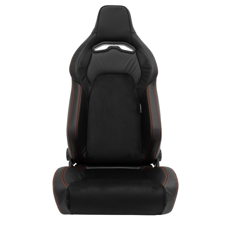 Sport seat 'VGR Premium' - Black leather & alcantara + Red stitching - Dual-side reclinable back-rest - incl. slides
