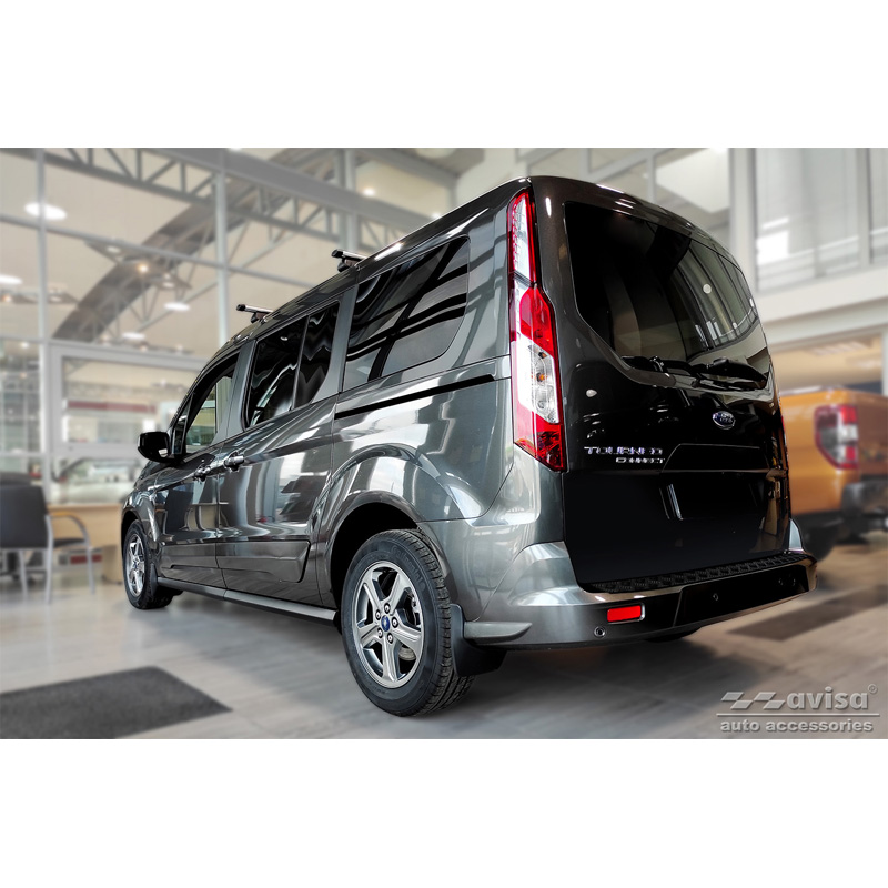 Matt Black Aluminum Rear bumper protector  Ford Tourneo Connect/Transit Connect 2014-2017 & FL 2017-2022 'Riffled Plate'