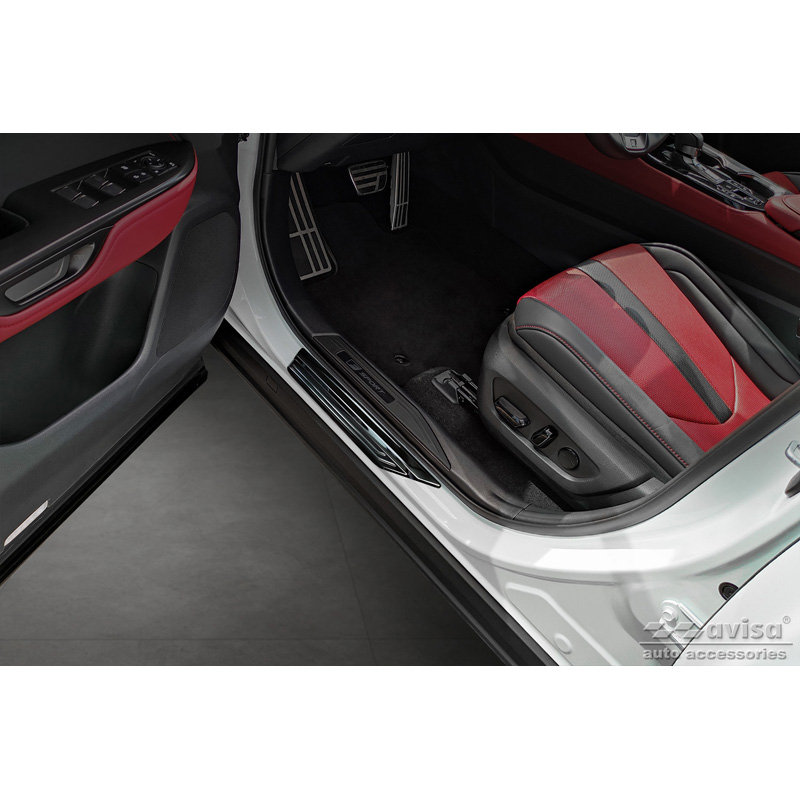 Black Stainless Steel Door sill protectors  Lexus NX II 2021- 'Lines'  - 4-pieces