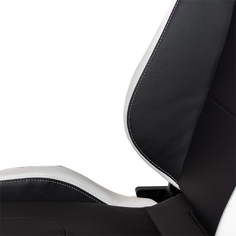 Sport seat 'RS6-II' - Matt-Black/White Synthetic leather - Dual-side reclinable back-rest - incl. slides