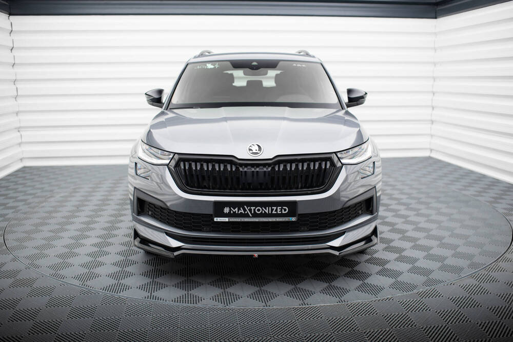 Voorspoiler passend voor Skoda Kodiaq Mk1 Facelift Sportline Maxton Design glans zwart V.2