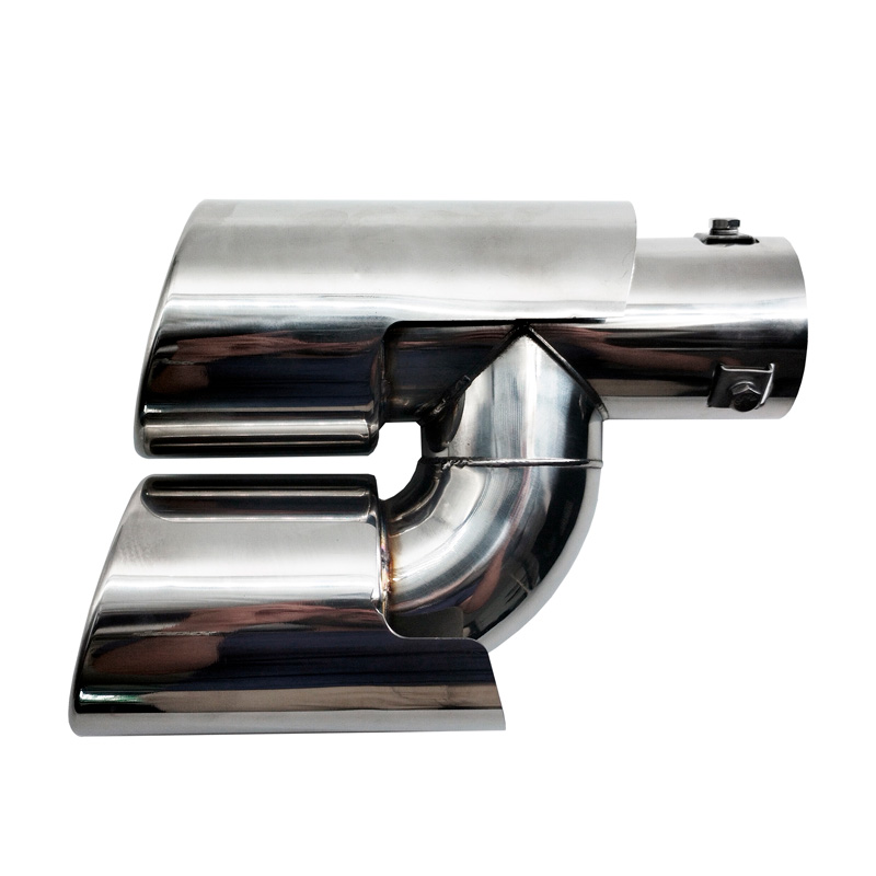 Simoni Racing Exhaust Tip Double Round Inox - Ø90xL220mm - Installation ->Ø37-59mm