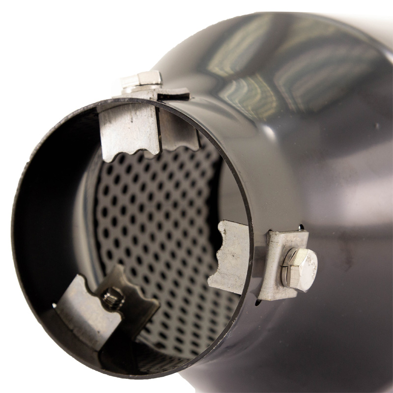 Simoni Racing Exhaust Tip Round/Slanting Inox Black - Ø115xL210mm - Installation 38-63mm