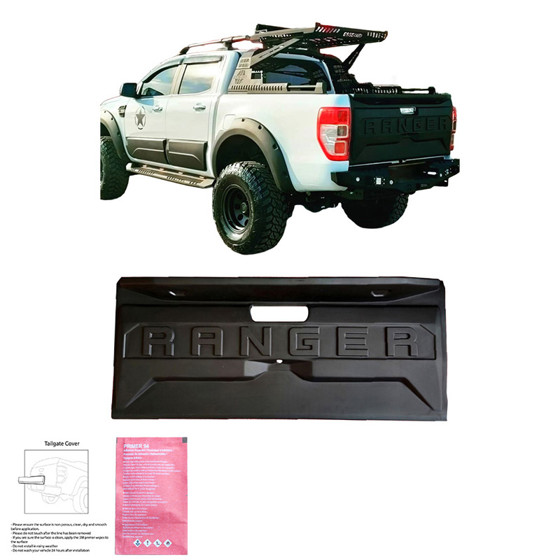 Tailgate Cover  Ford Ranger T6/T7/T8 2012-2022 - Version 2 - Matt black