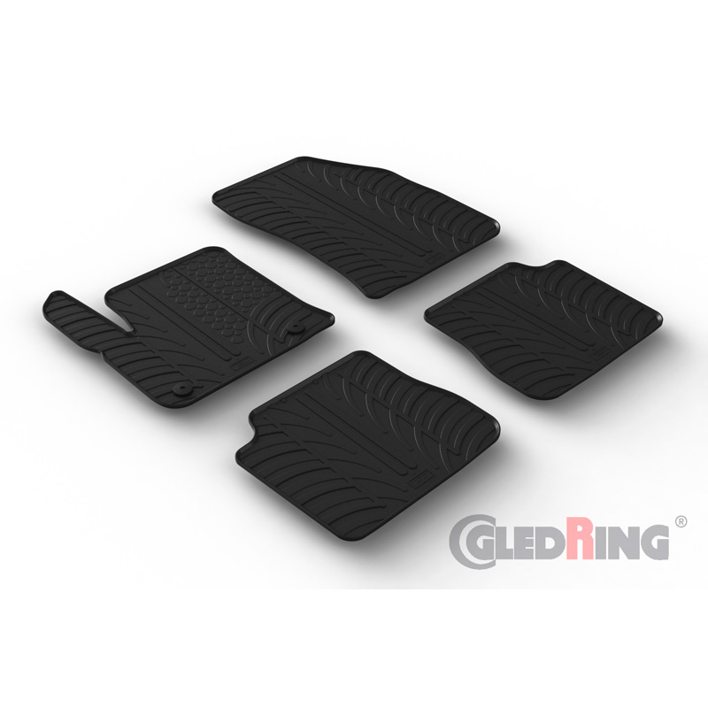 Rubber car mats set  Peugeot e-2008 II 2020- & Citroën e-C4 III 2020- (T profile 4-pieces + mounting clips)