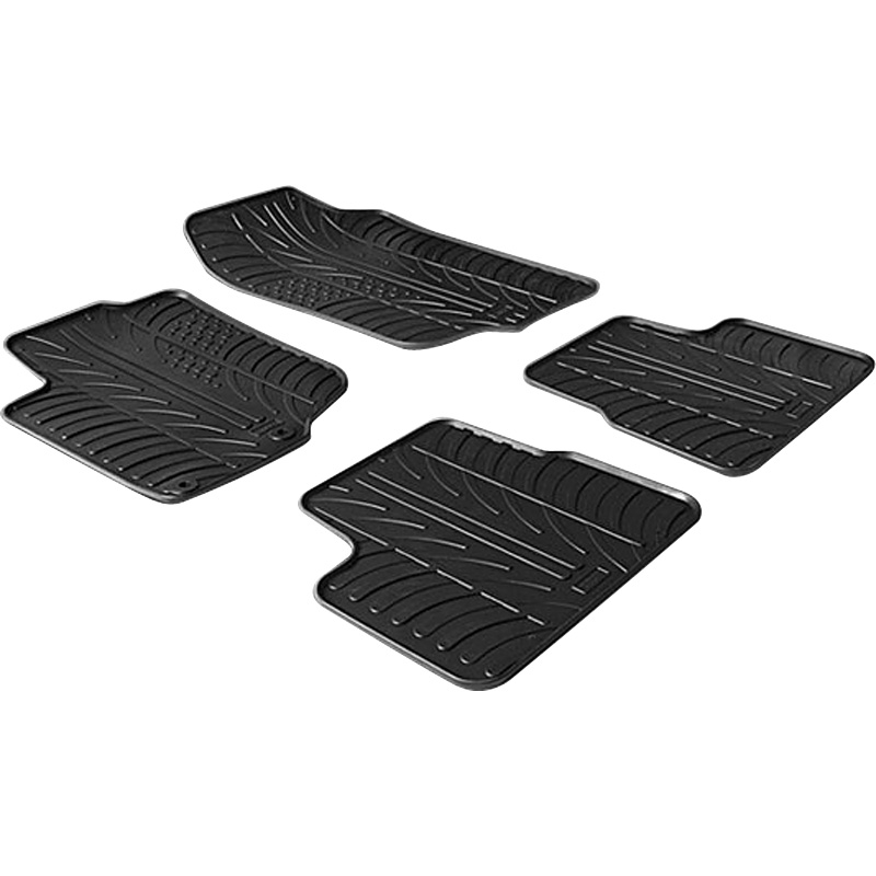 Rubber car mats set  Peugeot 207 2006- (T profile 4-pieces + mounting clips)