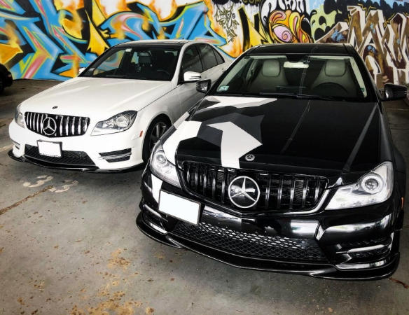 Grill passend voor Mercedes C-klasse W204 S204 GT Look Panamericanan Glans Zwart