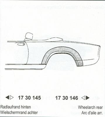 spatbordrand, rechts Fiat Spider, 1966-1988