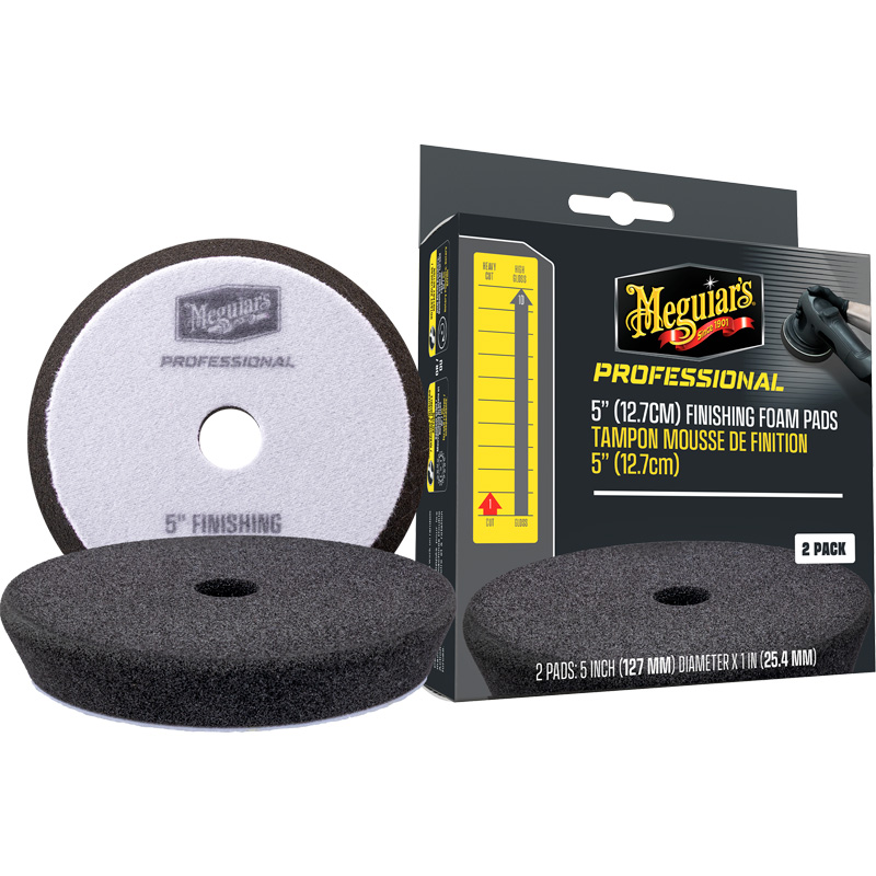 Meguiar's Professional Foam Finishing Pads – 5'' diameter x 1'' (127 mm x 25.4 mm) – Black – Set of 2