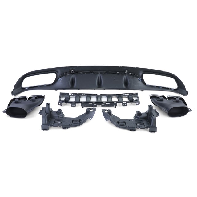 Diffuser passend voor Mercedes C205 A205 Coupe / Cabrio 15-19 C63 Design Chroom