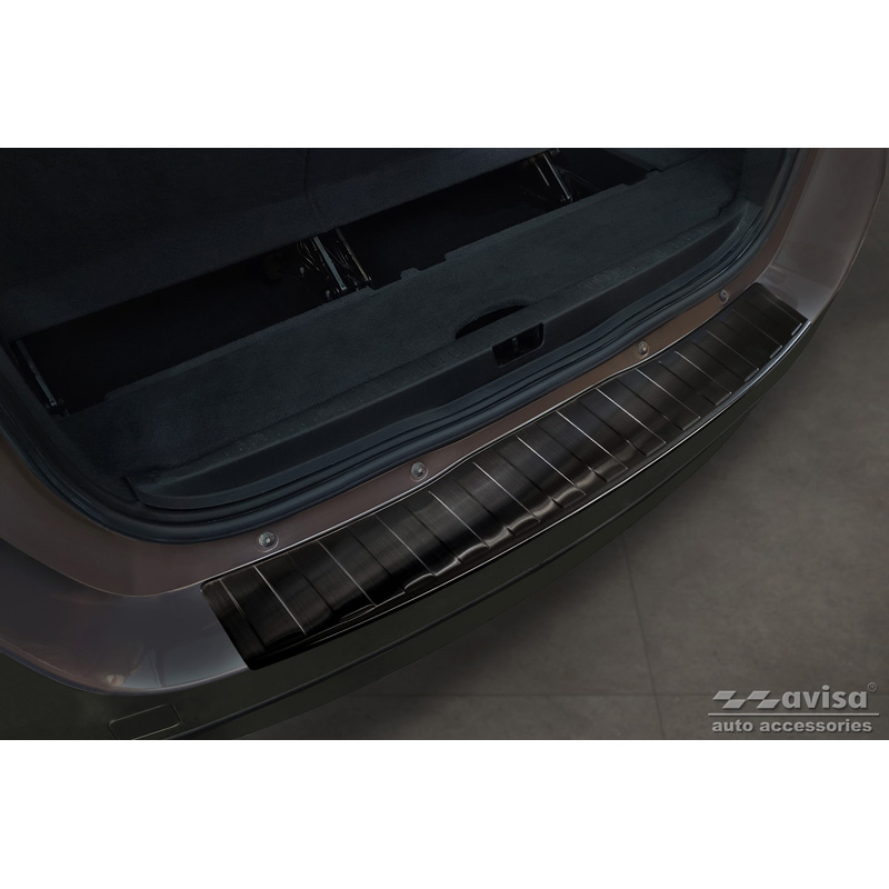 Black Stainless Steel Rear bumper protector  Renault Grand Scenic 2009-2013 & FL 2013-2016 'Ribs'