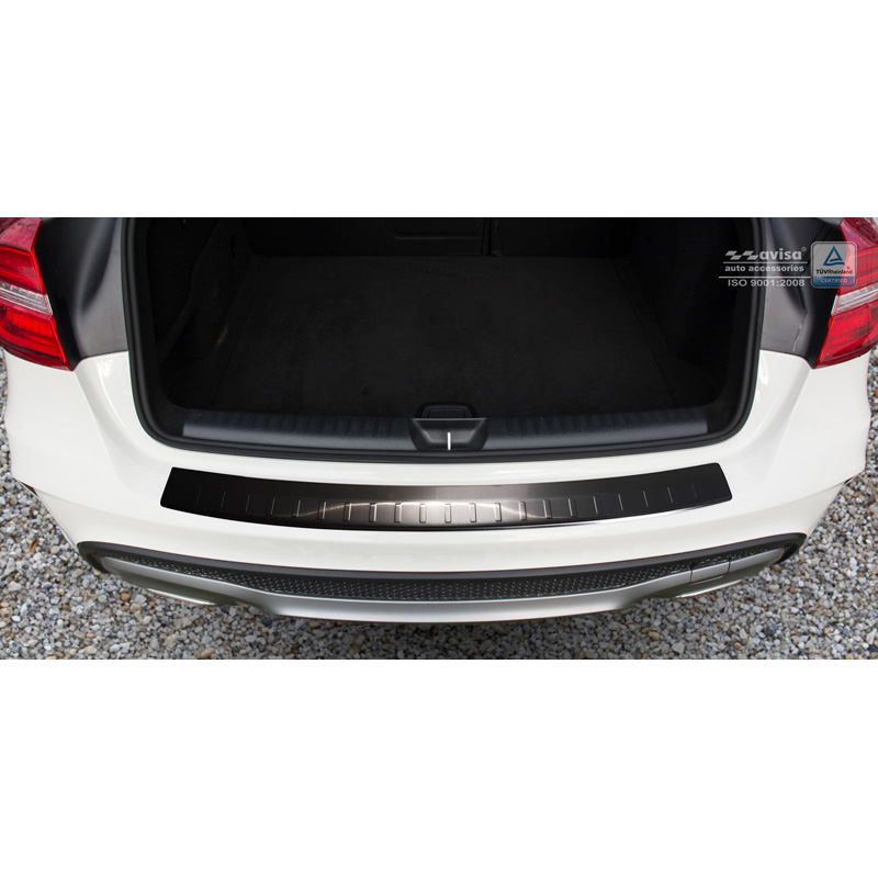Black Stainless Steel Rear bumper protector  Mercedes GLA 2013-2020 'Ribs'
