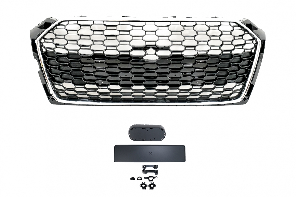Grill passend voor Audi A5 F5 2017-2019 RS5 Look zwart/chroom