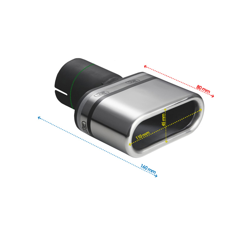 Ulter Sport Exhaust finisher - Oval 110x45mm - Length 80mm - Installation ->50mm - Inox