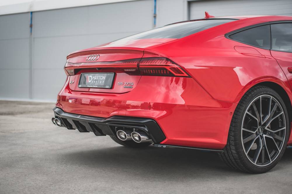 Diffuser passend voor Audi A7 C8 S-Line Maxton Glans Zwart Chrome Sierstukken
