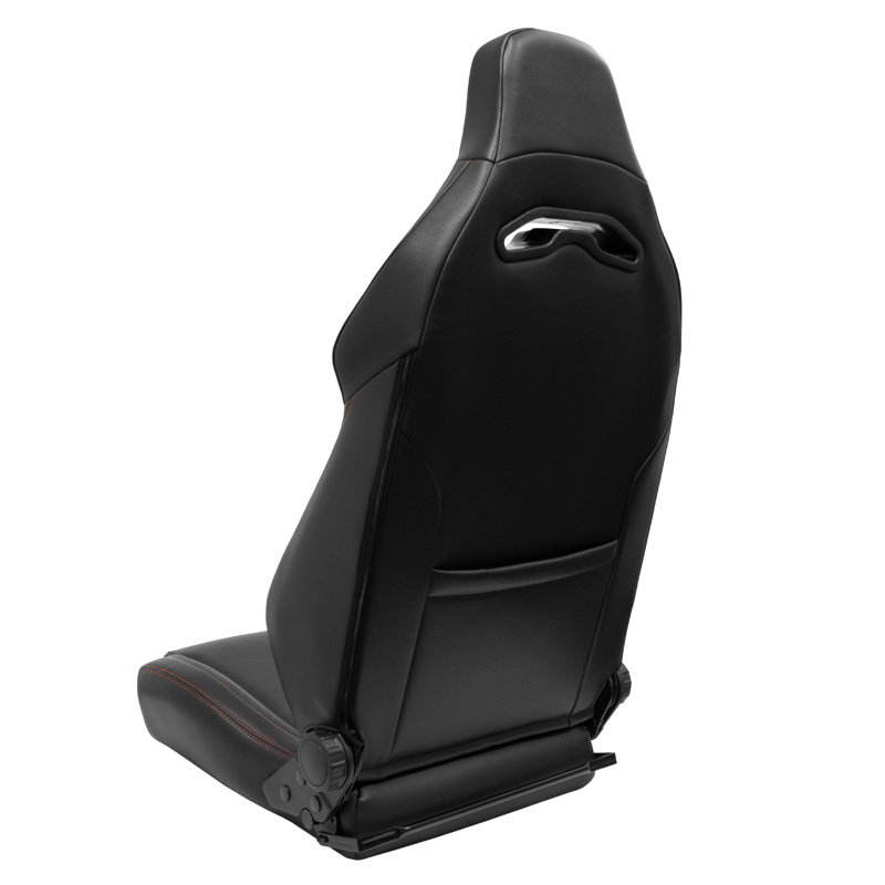 Sport seat 'VGR' - Black Synthetic leather + Dark Grey Fabric/Suede + Red stitching - Dual-side reclinable back-rest - incl. slides