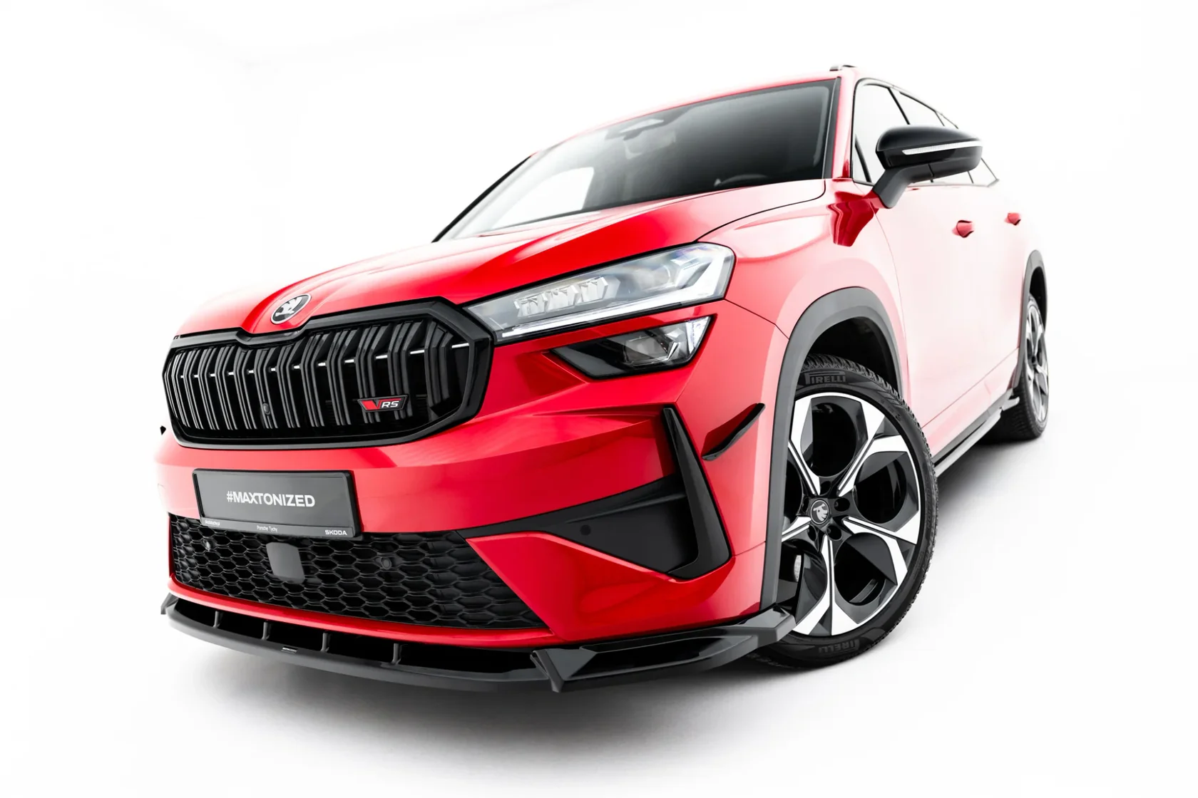 Voorbumper Wings (Canards) Skoda Kodiaq RS Mk2 Glans Zwart