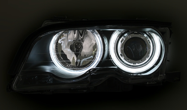 Headlights BMW E46 coupe/cabrio 99-01 CCFL Angel Eyes black