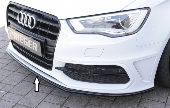 Voorspoiler passend voor Audi A3 8V S-line Rieger Zwart Glans
