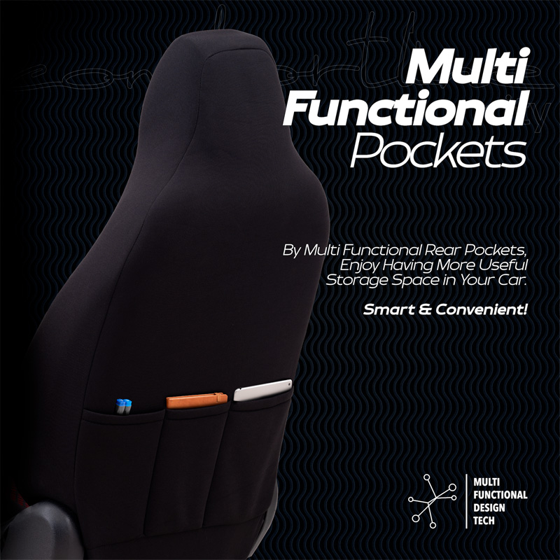 Universal Leather/Fabric 'CityBug' Seat cover set 'Comfortline' Black/Red - 9-pieces -  Side-Airbags