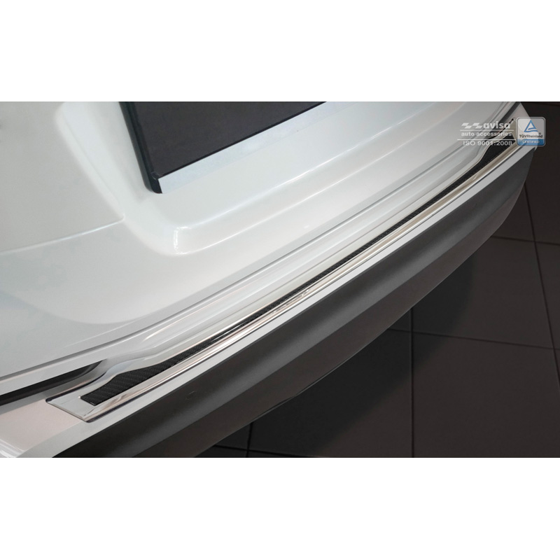 Stainless Steel Rear bumper protector 'Deluxe'  Toyota C-HR 2016-2019 & Facelift 2019-2023 Chrome/Black Carbon