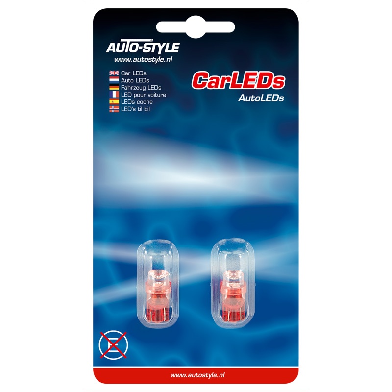 T-8 LED Bulbs 12V Red Wide-Angle, set of 2 pieces