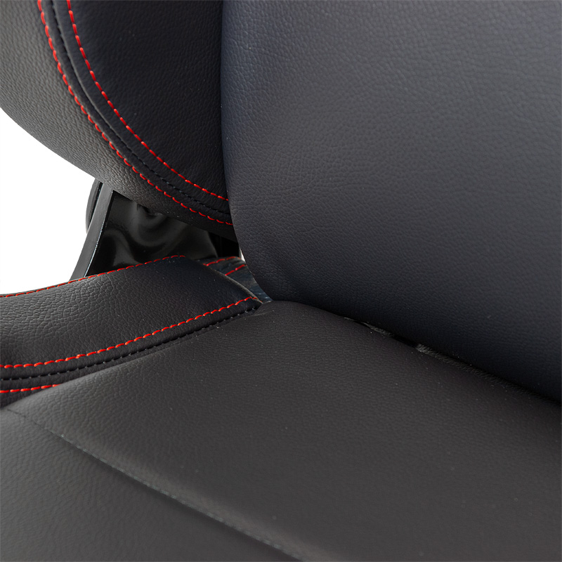 Sport seat 'Eco' - Black Synthetic leather + Red stitching - Right-side reclinable back-rest - incl. slides