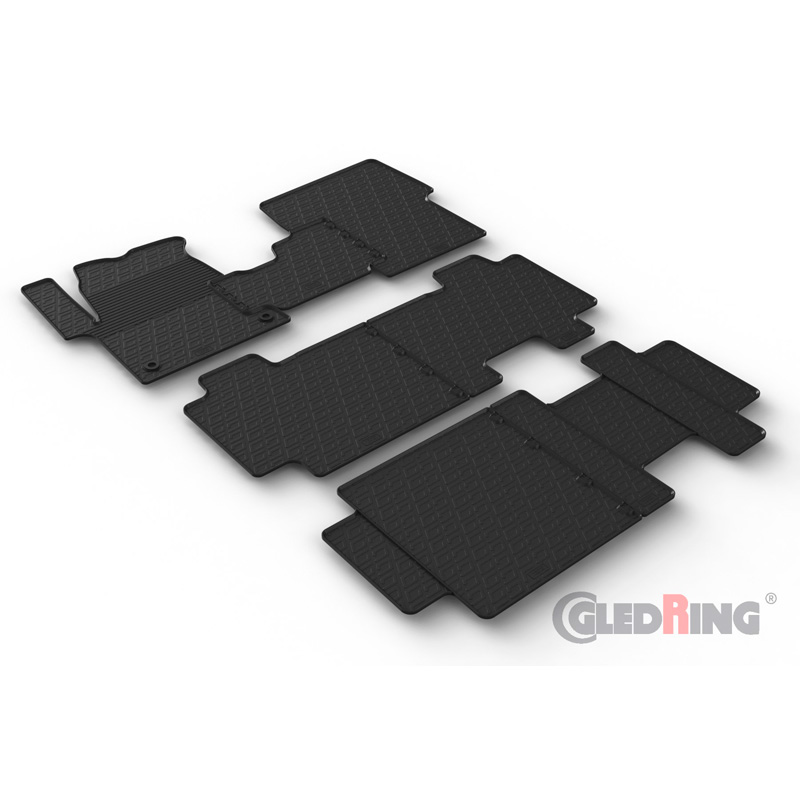 Rubber car mats set  Citroën Spacetourer 2016- / Fiat Scudo 2022- / Opel Zafira Life 2019- / Peugeot Traveller 2016- / Toyota Proace Verso 2016- (1st row) (G profile 3-pieces + mounting clips)