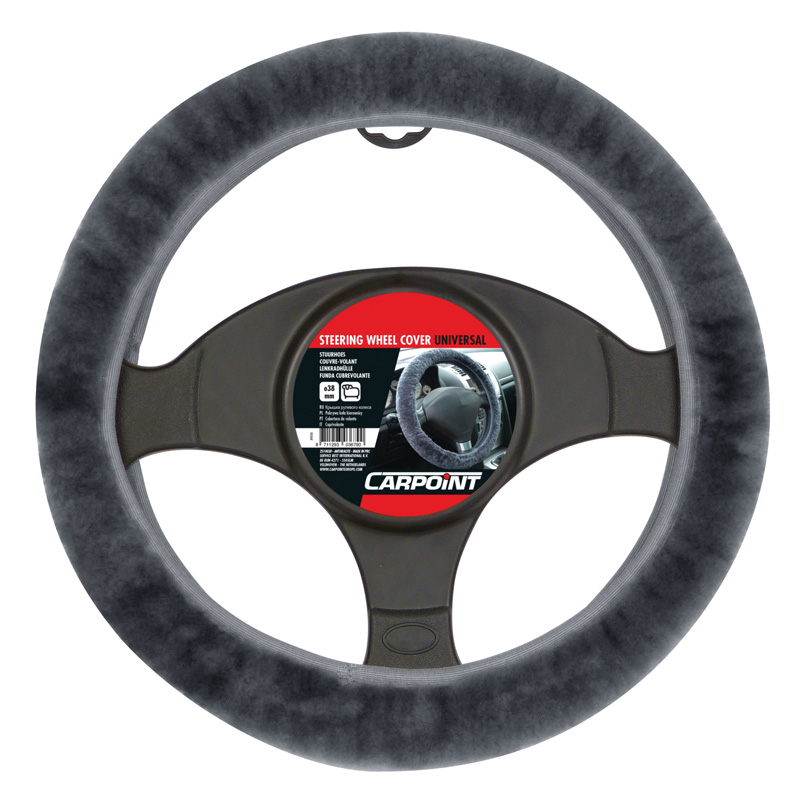 Carpoint Steering Wheel Cover Universal Sheepskin - Anthracite