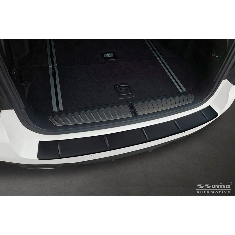 Avisa Matt Black Stainless Steel Rear bumper protector  BMW 5 Series Touring (G31) Facelift 2020-2024 with M-Package 'Ribs'