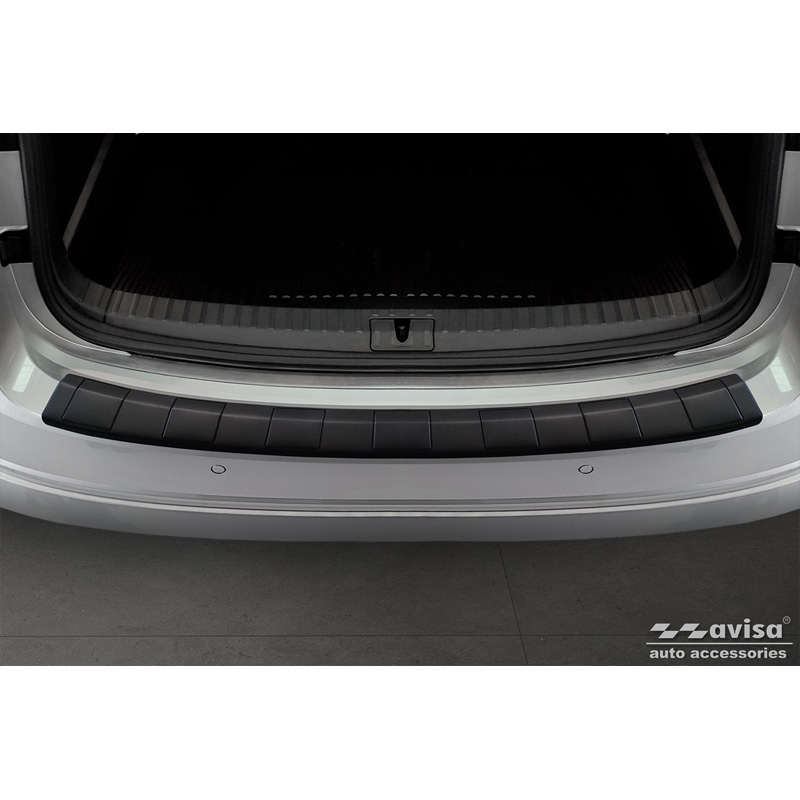 Matt Black Stainless Steel Rear bumper protector  Skoda Octavia Combi (NX5) incl. RS 2020-2024 & FL 2024- 'Ribs'