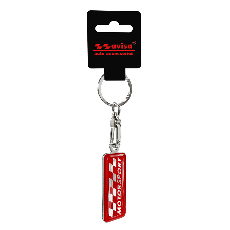 Stainless steel key chain - 'Motorsport' Red